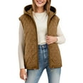 thumbnail image 2 of larppty Puffer Vest Women Sleeveless Zip Up Quilted Jackets with Pockets Fall Comfy Coats Winter Warm Lightweight Outerwear (Brown, XXL), 2 of 6