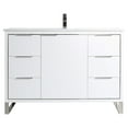 thumbnail image 2 of Fine Fixtures Opulence Collection 48 in. W x 20 in. D x 33 in. H Bathroom Vanity in White Matte with White Ceramic Sink - Chrome hardware, 2 of 9