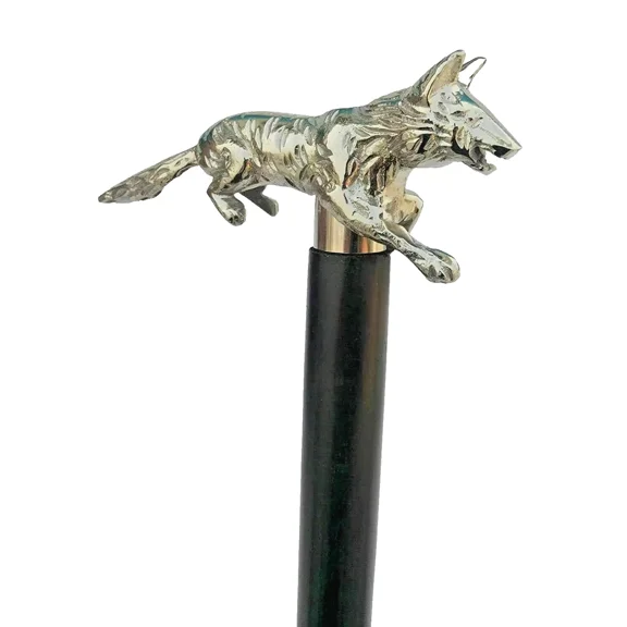 3 Fold Walking Stick Cane with Silver Fox Head Handle Foldable Lightweight Mobility Aid for Men & Women, Stylish Travel Walking Cane