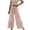 Pink A, variant on UHUYA Womens Wide Leg Pants Fashion Casual High Waist Elastic Waist Drawstring Straps Solid Color Ruffle Long Pants Blue A XL US:10