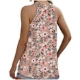 thumbnail image 6 of HAPIMO Women's Fashion Tank Tops Lace Crochet Clothes for Girls Boho Floral Print Tops Sleeveless Tees Pleat Flowy Tunic Blouses Halter Neck T-shirt Pink XXL, 6 of 6