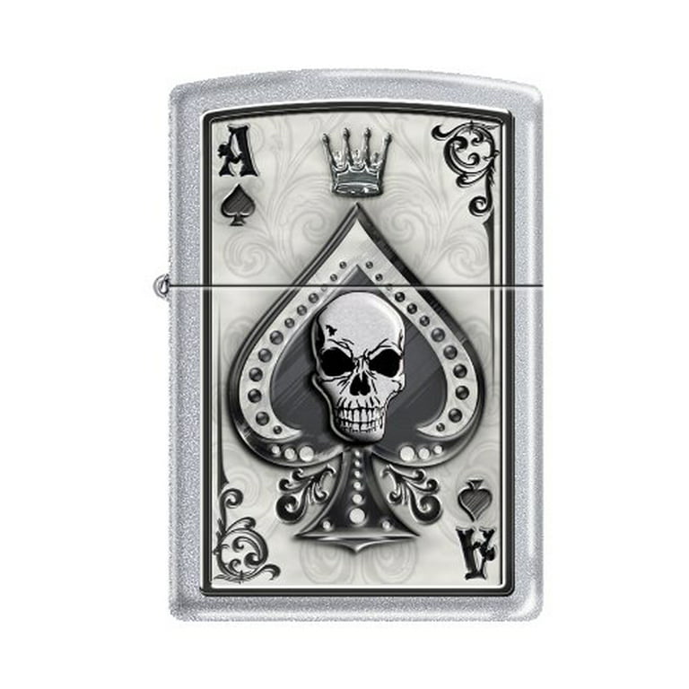 Zippo Lighter - Ace Skull Card Satin Chrome (191693045789 