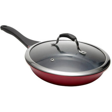 Corvex Chef Grade Cookware Fry Pan with Lid, Red - Walmart.com