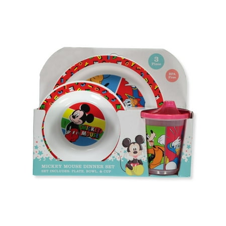 Disney Baby Boys' 3-Piece Mickey Mouse Dinner Time Set - Red, One Size