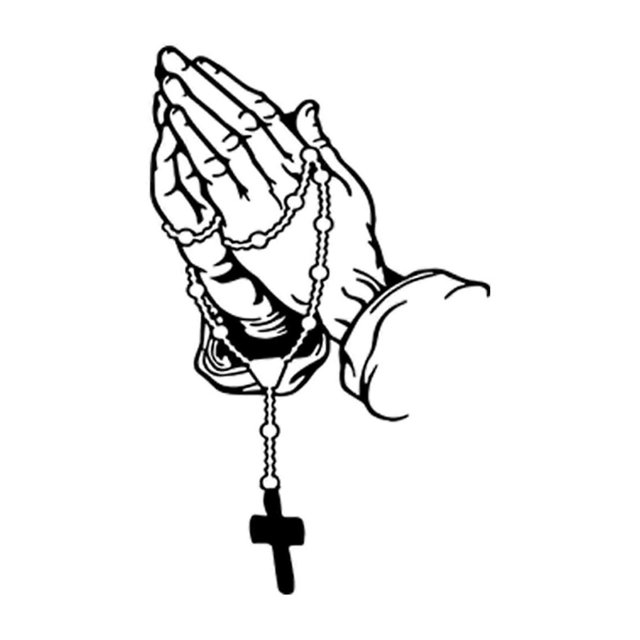 PVC Vehicle Decals Praying Hand & Rosary Sticker Car, Truck, Computer, Wall, Any Clean Smooth Surfaces XL