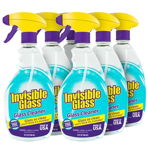 Invisible Glass 92194-6PK Premium Glass and Window Cleaner for Auto and Home Cleans Glass, Windows, Windshields, and More, Streak-Free, Ammonia-Free, Tint-Safe, 32 Fl Oz, Pack of 6