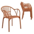 thumbnail image 6 of Avaloomia Home Outdoor Dining Chairs Set of 4, All Weather Stackable Plastic Patio Chairs with Armrest & Anti-Slip for Garden Porch Deck Kitchen No Assembly, Coral Red ﻿, 6 of 7