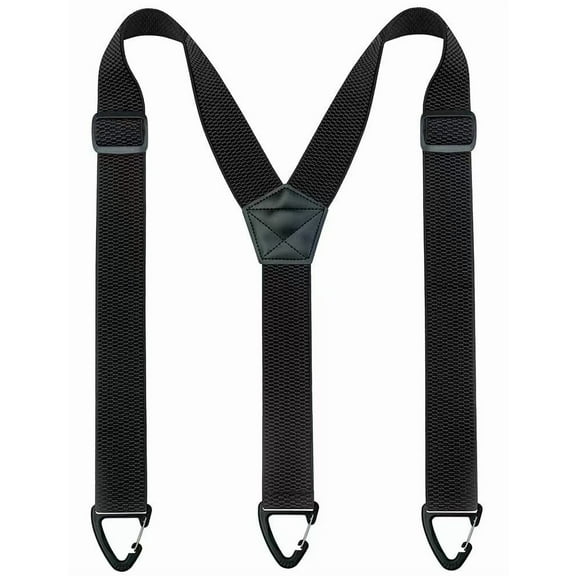 Men's Suspenders Elastic Braces Adjustable Heavy Duty, Under Clothes with 3 Snap Loop, Black