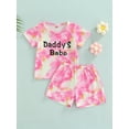 thumbnail image 2 of Arvbitana 1-6 Years Toddler Boy Girl Tie Dye Father's Day Outfits Set Kids Short Sleeve T-shirt Tops+Elastic Waist Shorts 2Pcs Clothes, 2 of 9