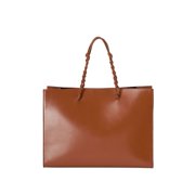 Jil Sander Women's Structured Brown Leather Tote Bag Brown