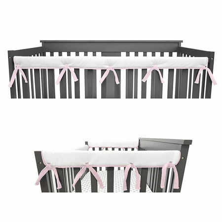 American Baby Company Heavenly Soft Narrow Reversible Crib Cover Set for 1 Long Rail & 2 Side Rails, Pink/White, for Crib Rails Measuring up to 4