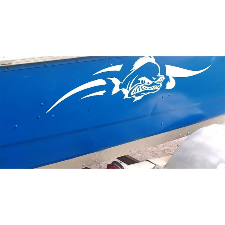 2pcs White Fish Boat Yacht Stickers Art Pattern Vinyl Graphics Decals  Waterproof