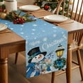 thumbnail image 3 of Blue Snowman Christmas Dresser Scarf Farmhouse, Dining Table Decorations for Wedding/Parties, Xmas Gifts Wreath Snowflake Table Runner 72 Inches Long for Kitchen Dining, 13 x 72 In, 3 of 9