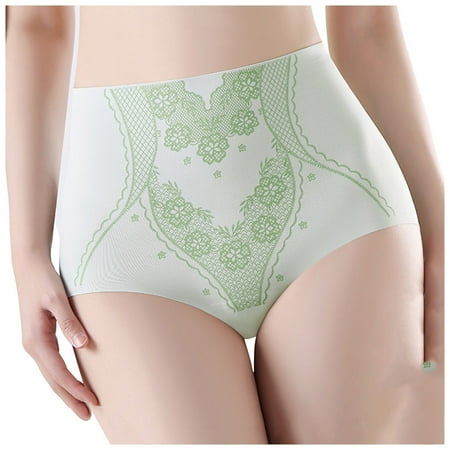Women s High Waisted Ice Silk Panties And Lift Seamless Print Briefs With No Hem No Show Workout Thong Women S Panties plus Size Womens Fitness Underwear No Line Panties for Women Boy Shorts Bikini
