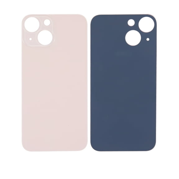 Replacement Back Glass With 3M Adhesive Compatible For iPhone 13 Mini (No Logo / Large Camera Hole) (Pink)