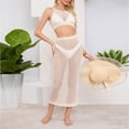 thumbnail image 4 of Lopeceal 2Pc Swimsuit Cover Up For Women Crochet Hollow Out Crop Bikini Cover Up Top And Slit Midi Skirt Elegant Fashion, 4 of 6