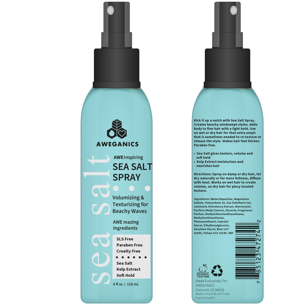 Aweganics Sea Salt Hair Spray AWE Inspiring Volumizing and Texturizing Hair Styling Sprays for