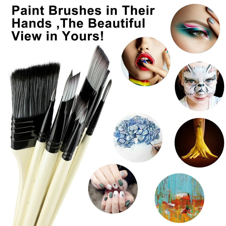 PRINxy Paint Brushes Set, 1 Pack 10 Pcs Plastic Rod Oil Brush Set Painting  Watercolor Hand Painted Art Brush Oil Brush Set,Face Nail Art,Miniature  Detailing and Rock Painting Pink 10PC 