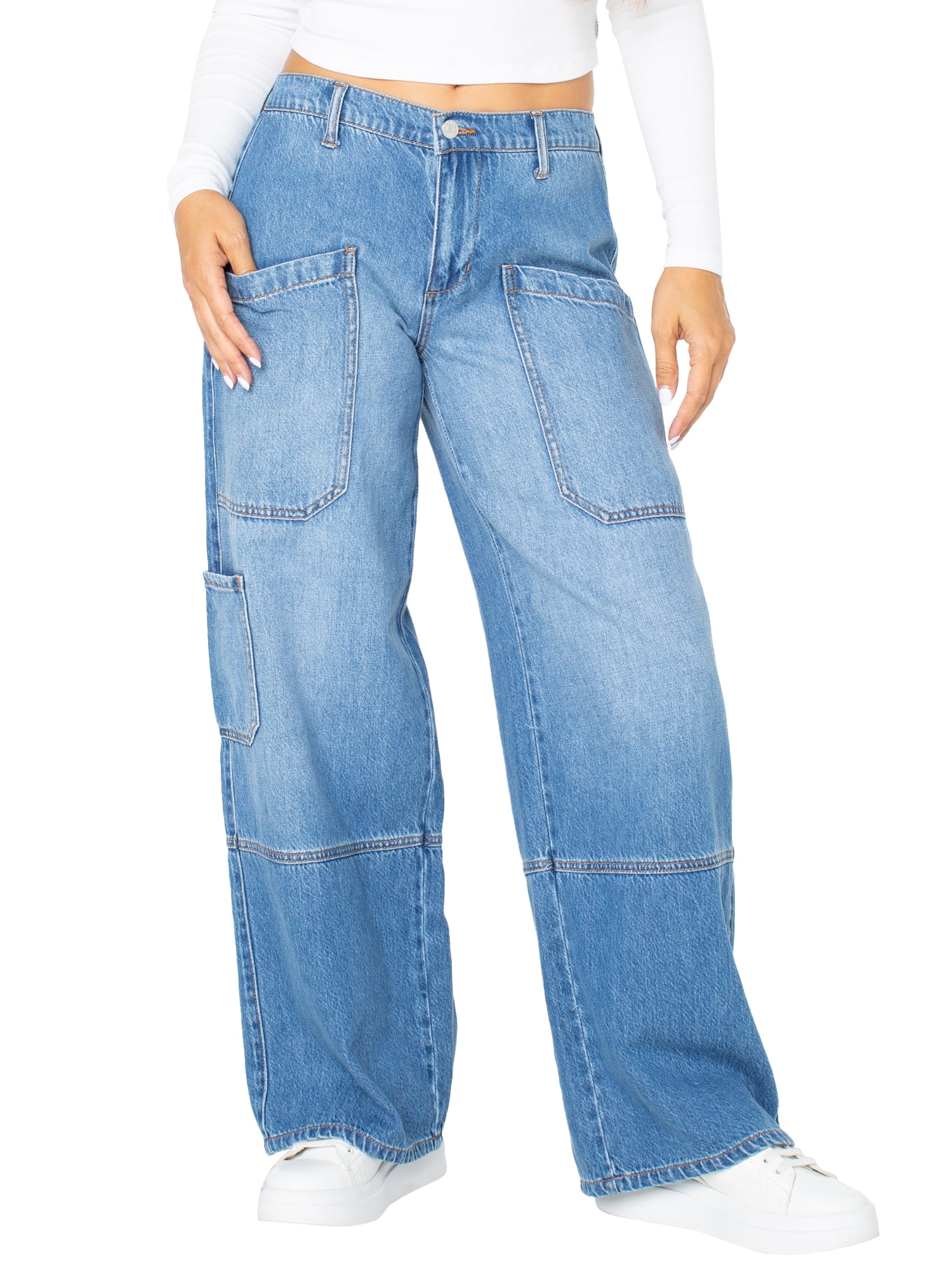 Celebrity Pink Women's and Women's Plus Wide Leg Gardener Jeans, Sizes XS-4X
