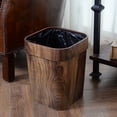 thumbnail image 1 of Bote de basura cuadrado de grano de madera, de plástico, para el hogar, descubierto, para oficina y baño, 1 of 5