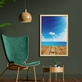 thumbnail image 2 of Landscape Wall Art with Frame, Seascape View from Pier Under Cloudy Vivid Summer Sky Beach Theme Print, Printed Fabric Poster for Bathroom Living Room, 23" x 35", Blue White Brown, by Ambesonne, 2 of 2