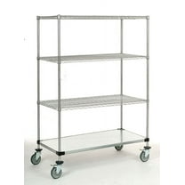 24" Deep x 60" Wide x 60" High 1200 lb Capacity Mobile Unit with 3 Wire Shelves and 1 Solid Shelf