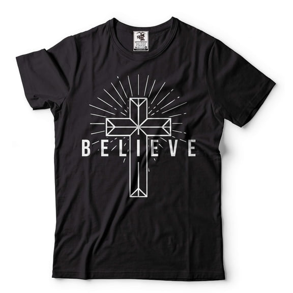 Believe Cross T Shirt Faith Shirt Christian Shirts Mens Women Cross Faith Tee Shirt Church Shirt