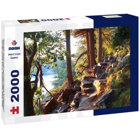 Ice age hiking trail and stone stairs in sunlight during sunset hours. Devil's Lake State Park, Baraboo area, Wisconsin, Midwest USA 2000pc Puzzle