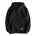 thumbnail image 2 of GrmtClth Mens Hoodie Quarter Zip Sweatshirt warm Long Sleeve Pullover Fall Winter Sports Hooded Outerwear with Pockets Black XXL, 2 of 4
