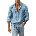 thumbnail image 6 of ZUBKTE Mens Button Down Shirt Casual Long Sleeve Shirts | Spread Collar, Hippie Beach Tops, Solid Color, Summer Beach Wedding, Shirts for Men, 6 of 9