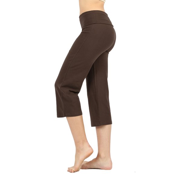 Women's Cotton Fold Over Capri Lounge Yoga Pants (S-3XL)