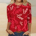 thumbnail image 1 of Fiudx Ofertas Del Día Blusa Holgada con Estampado de Pascua y Cuello Redondo Retro de Manga Tres Cuartos a La Moda para Mujer, 1 of 4