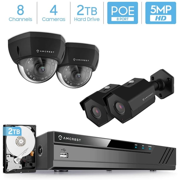 Amcrest 5MP Security Camera System 4K 8CH PoE NVR 4 X 5 Megapixel