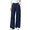 DarkBlue, variant on Sundazz Women's Stretchy Wide Leg Jeans Elastic Waist Knit Denim Pants with Seamed Front