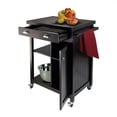 thumbnail image 2 of Pemberly Row Transitional Solid Wood Kitchen Cart with Wainscot Panel in Black, 2 of 5