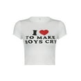 thumbnail image 3 of Aunavey Womens Y2K Print Crop Tops I Love To Make Boys Cry T-Shirt Kawaii Punk Graphic Summer Short Sleeve Tee, 3 of 8