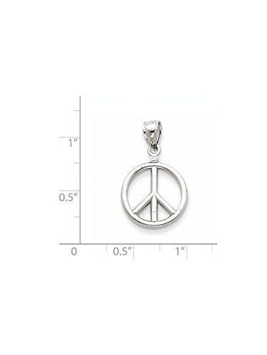14K White Gold 3-D Peace Symbol Small Charm Pendant