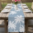 thumbnail image 4 of Light Blue Palm Trees Table Runner 108 Inches, Farmhouse Tropical Summer Beach Bed Runner Dresser Scarves Tabletop for Indoor Outdoor Parties/Ceremony/Banquet, 13"x 108", 4 of 9