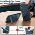 thumbnail image 4 of for iPhone X/XS PU Leather Back Case, Built-in Invisible Stand [Compatible with Magsafe] Protective Slim Kickstand Anti-fall Phone Cover Compatible with iPhone X/XS, Blue, 4 of 8