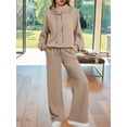 thumbnail image 4 of Conjuntos Deportivos de Dos Piezas para Mujer, Ideales para Otoño. Incluyen Sudadera con Cordón Ajustable y Pantalón Deportivo de Pierna . Caqui L, 4 of 9