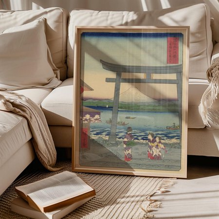 Hiroshige Ukiyoe Print Enoshima Gate Mount Fuji View
