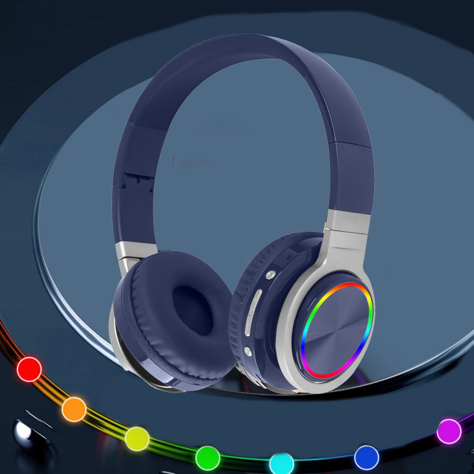 Bluetooth Headphones Over Ear, 65H Playtime and 6 EQ Music Modes Wireless Headphones with Microphone, HiFi Stereo Foldable Lightweight Headset, Deep Bass for Home Office Cellphone PC Ect.(Blue)