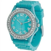 Brinley Co. Women's CZ Accented Silicone Link Watch