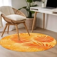 thumbnail image 5 of Tropical Palm Leaves Round Area&nbsp;Rug 3.3ft Orange Leaf Abstract Plant Watercolor Non-Slip&nbsp;Washable Circle Rugs Soft Felt Indoor Floor Mat for Bedroom Kitchen Living Room Bathroom, 5 of 9