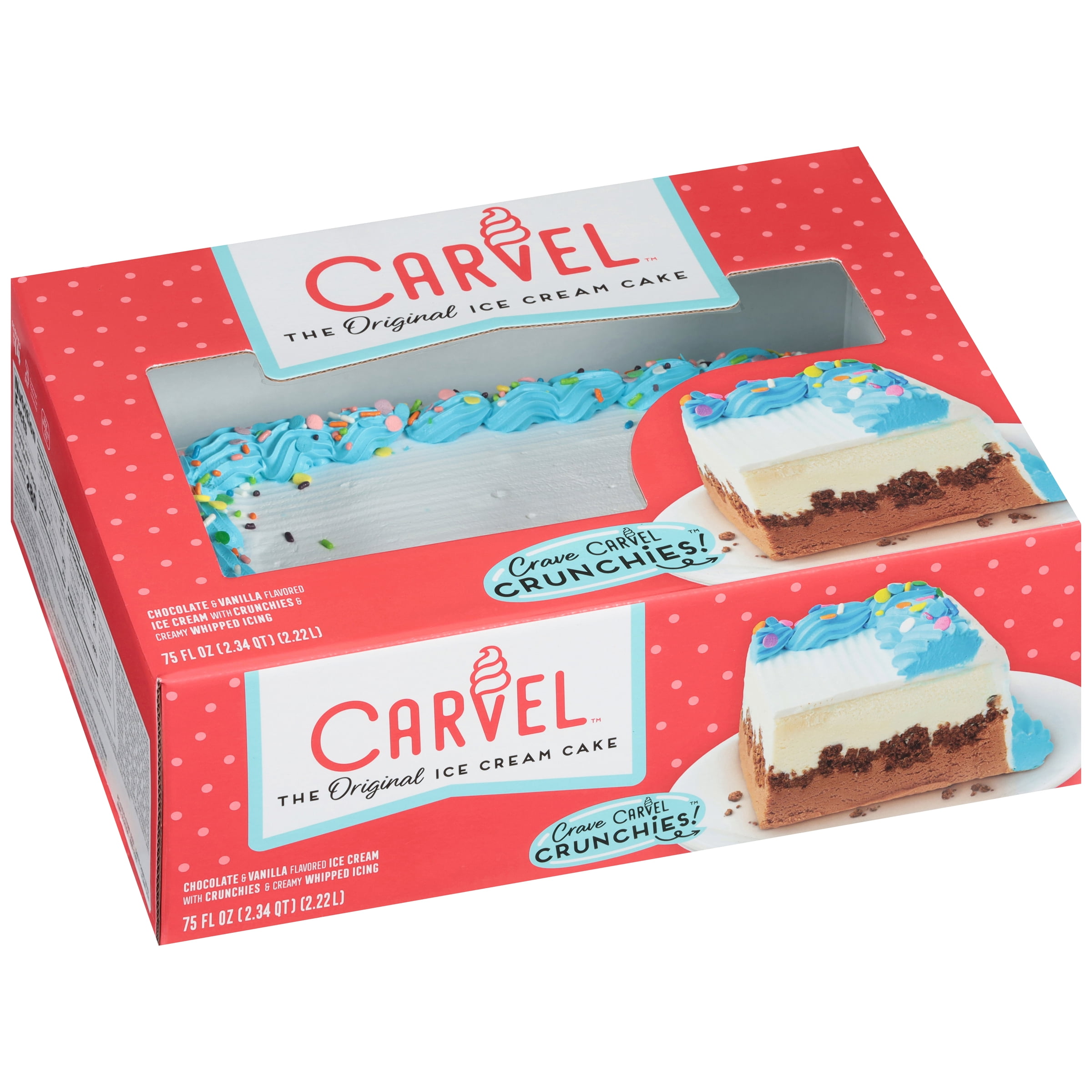 Carvel Family Size Chocolate and Vanilla Ice Cream Cake, Crunchies, 75 fl oz (Frozen)