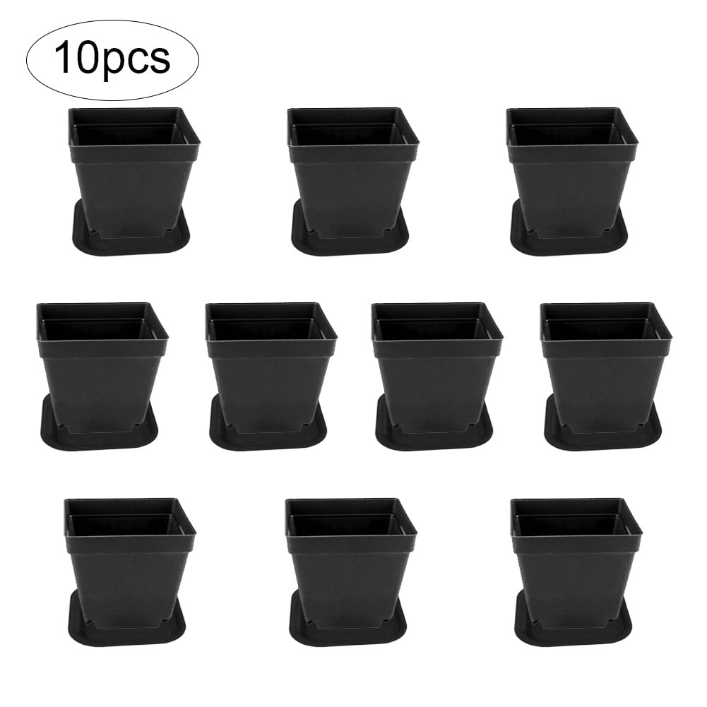 30 x 7cm Square Plant Pots 2 x Carry Trays Combo Deal Black Plastic Pot 