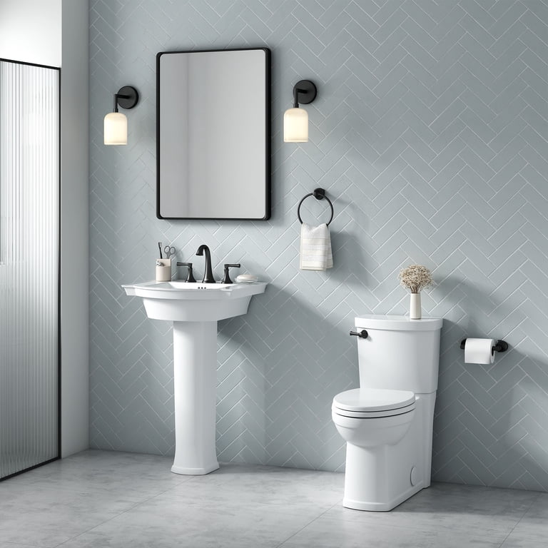 Two-Piece Elongated Toilet – 19" Comfort Height With Soft-Close Seat, Powerful 360° Flush, 12" Rough-In, White – American Standard Style For Bathrooms