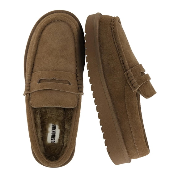 Cushionaire Ollie Cozy Genuine Suede Clogs for Women, Comfortable Slip-On Mule Loafers with Faux Fur Lining, Memory Foam Cushioning and Durable Rubber Sole