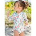 thumbnail image 2 of Coduop Toddler Girl One-Piece Swimsuit Long Sleeve Sun Protection with Headband 1-8 Years, 2 of 6