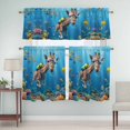 thumbnail image 5 of Funny Giraffes Diving Curtain Valances Set Seafloor Corals Fish Oceans Modern Kitchen Curtains 24&nbsp;inch Length Rod Pocket Valance and Tiers 3 Piece Set Small Bedroom Bathroom Laundry Decor, 5 of 9